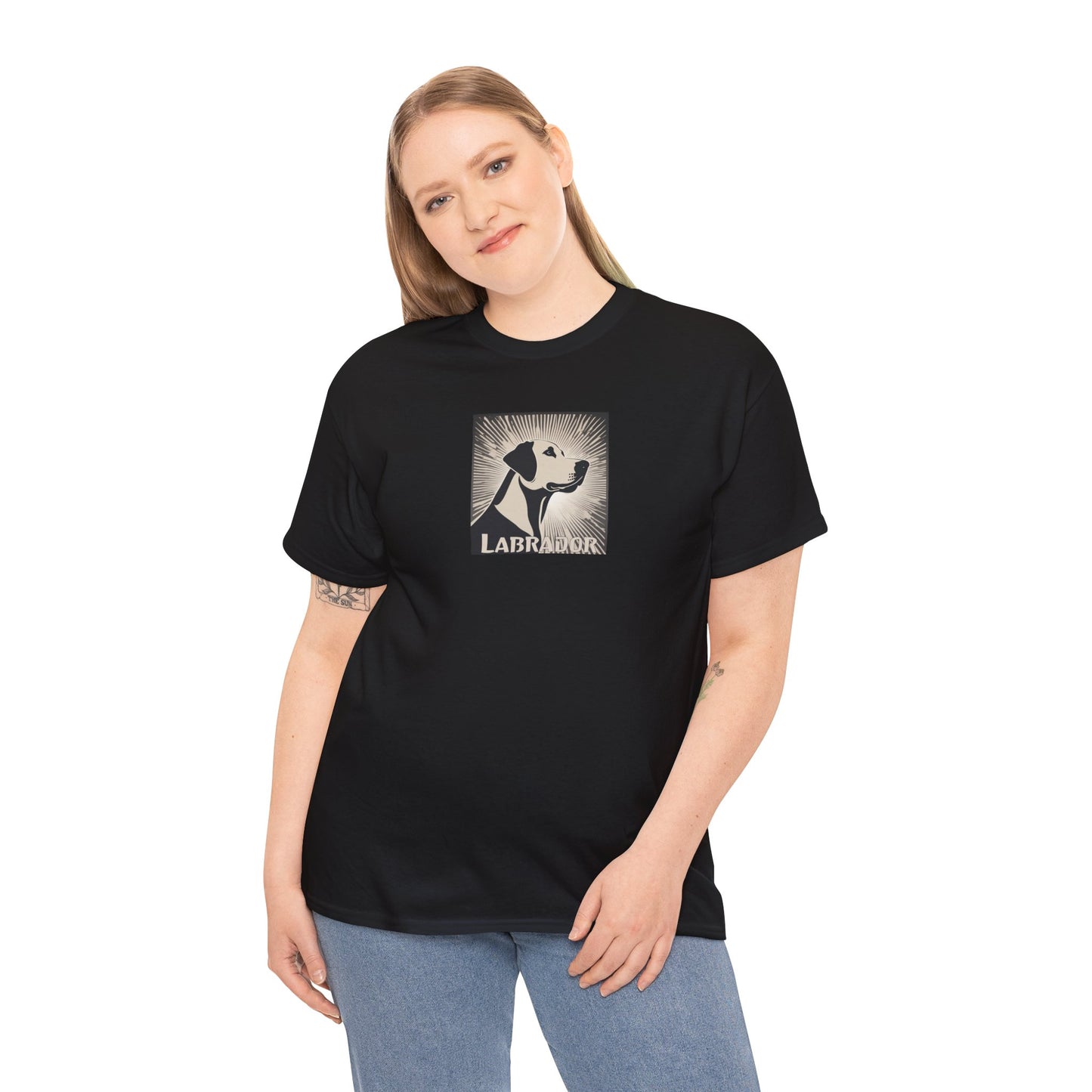 LABRADOR Sunburst Art Deco Style Unisex Heavy Cotton Tee