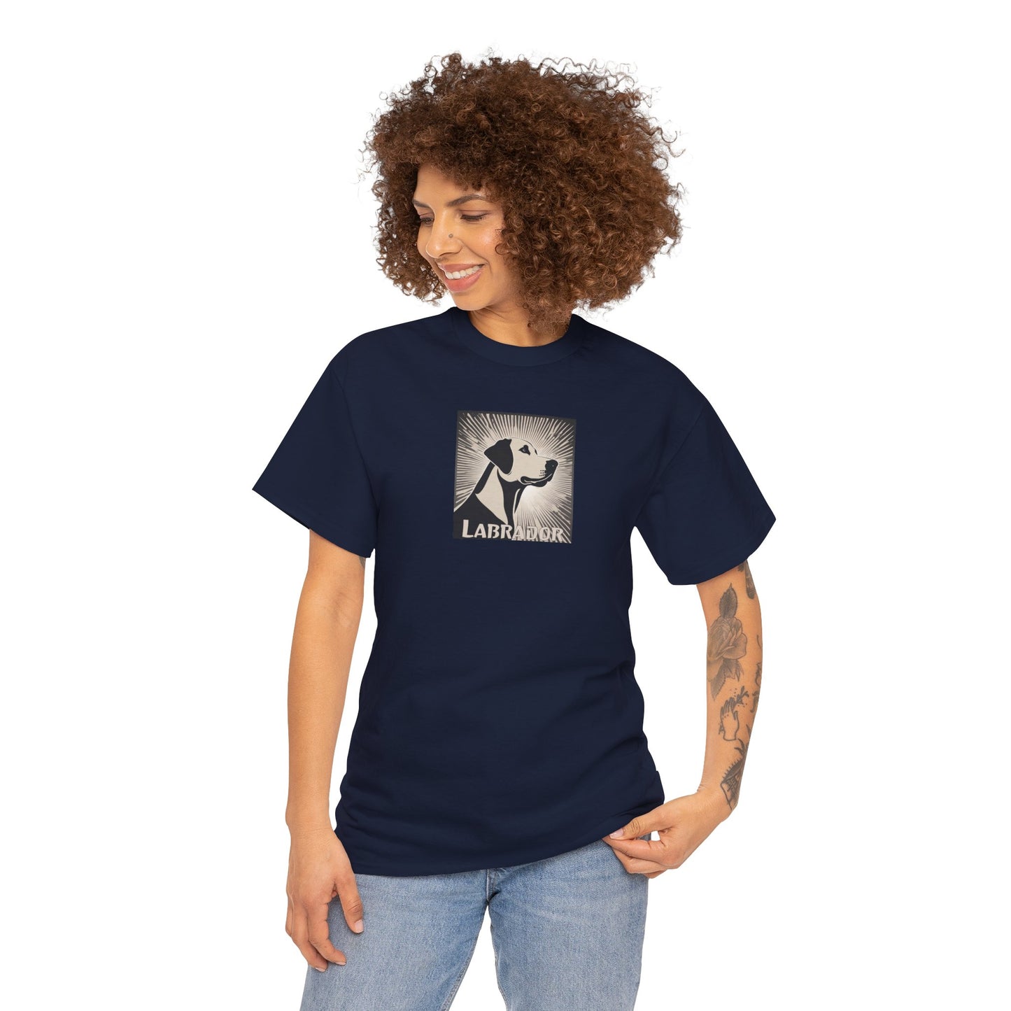 LABRADOR Sunburst Art Deco Style Unisex Heavy Cotton Tee