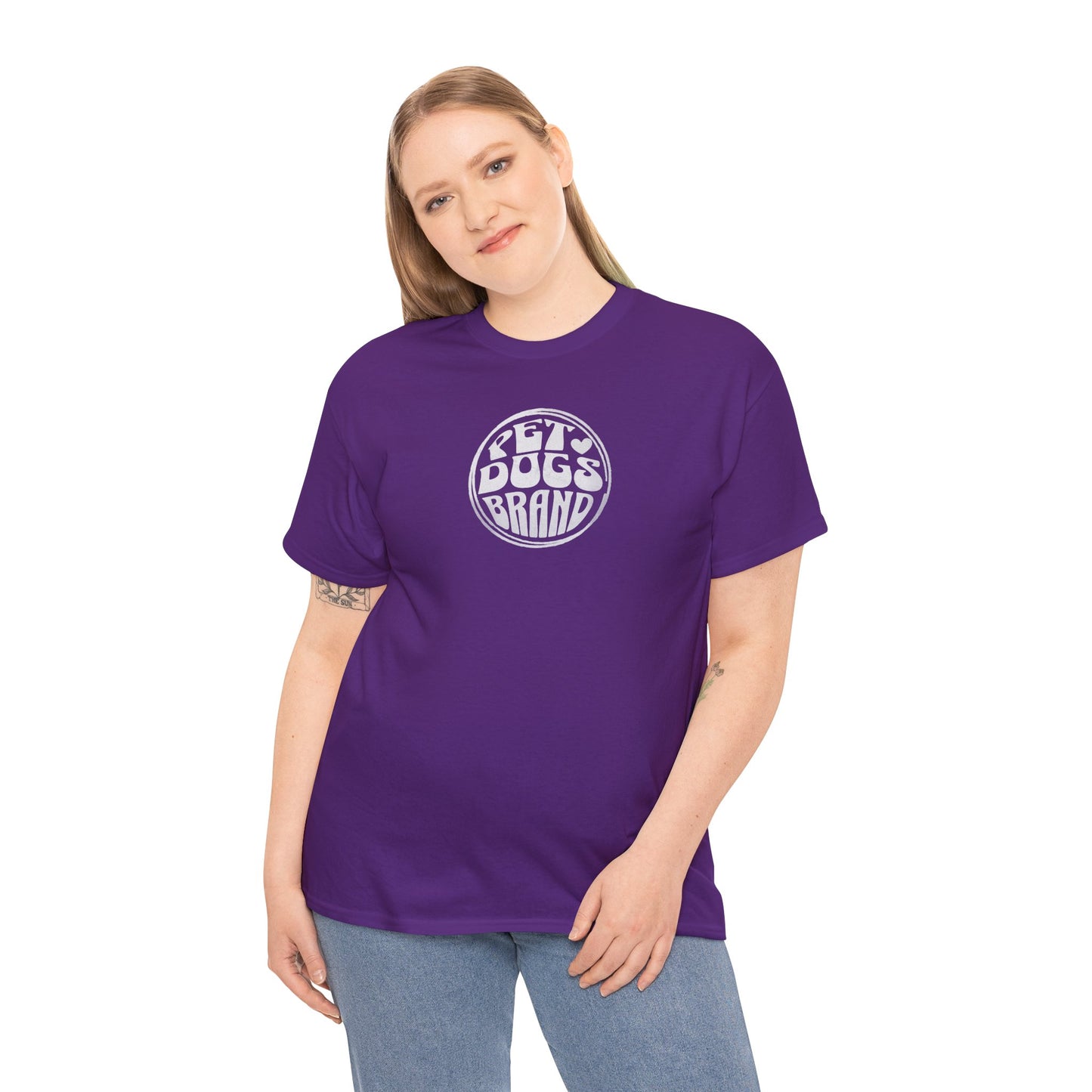 PET DOGS BRAND White Logo Fisheye Lens Retro Style Unisex Heavy Cotton Tee