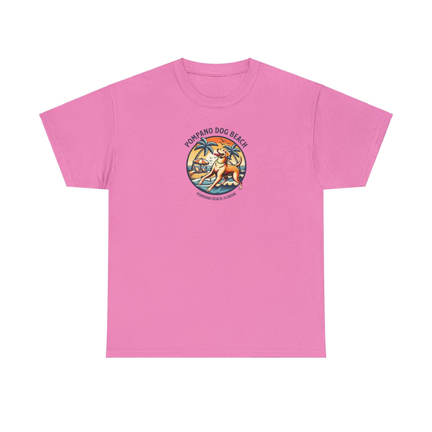 YELLOW LAB POMPANO DOG BEACH Unisex Heavy Cotton Tee