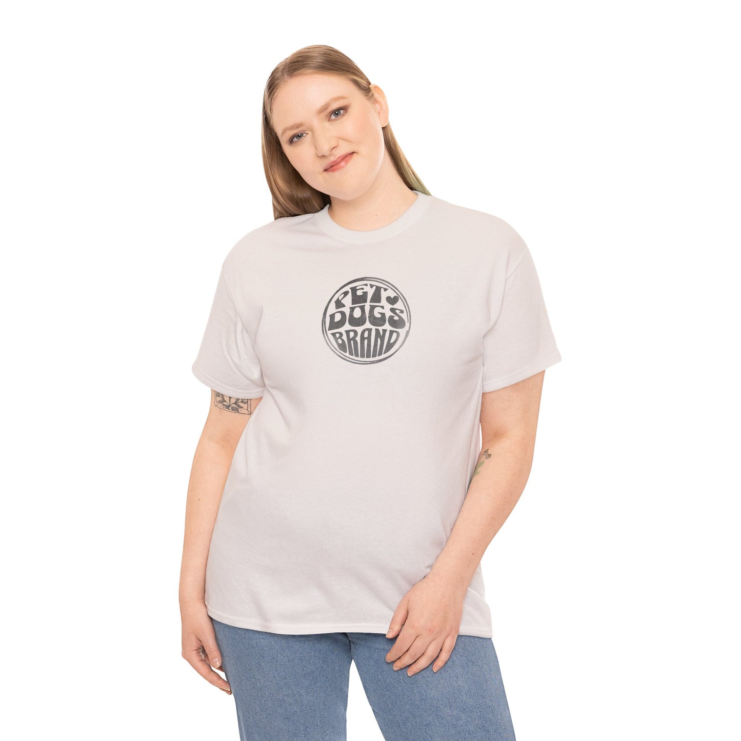 PET DOGS BRAND Black Logo Fisheye Lens Retro Style Unisex Heavy Cotton Tee
