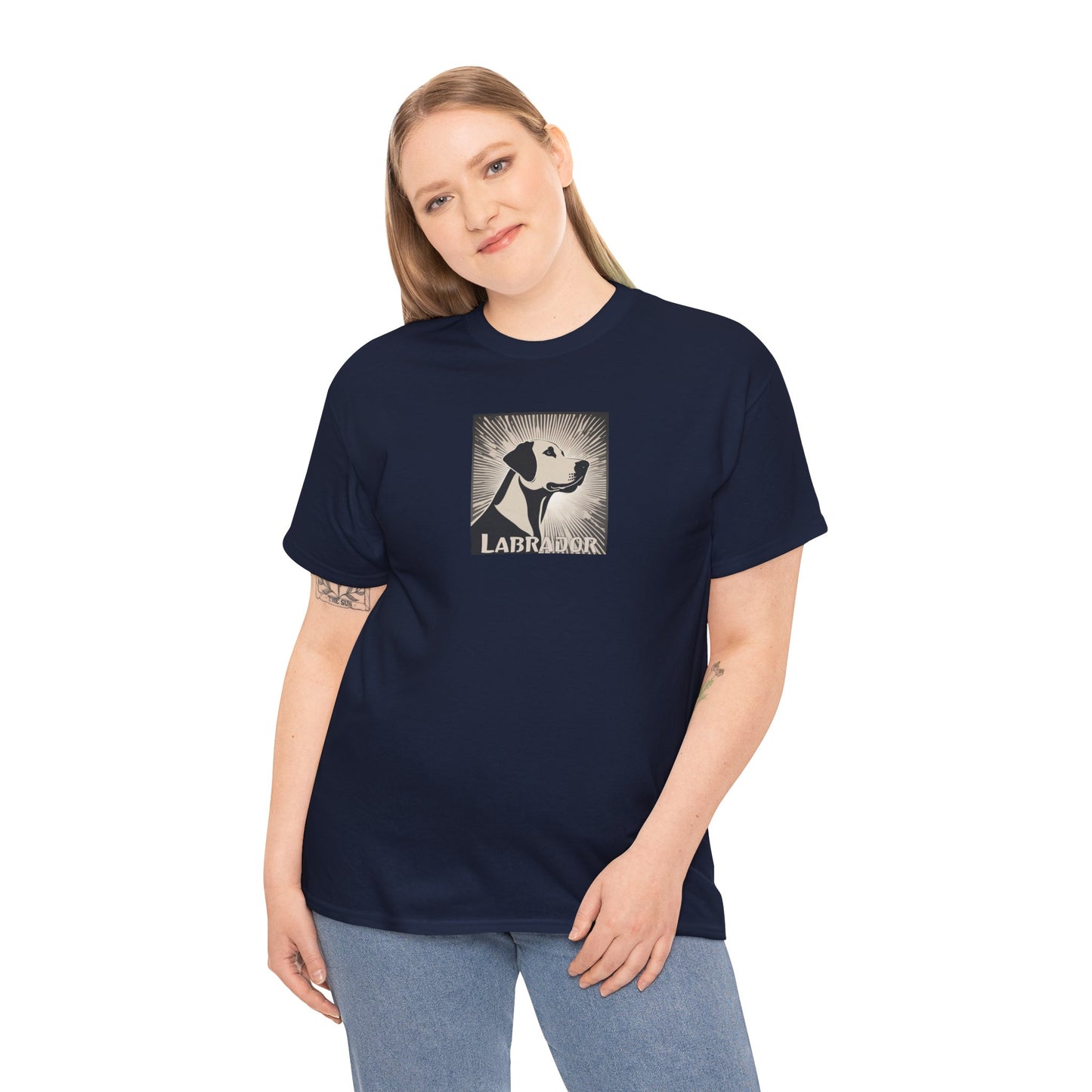 LABRADOR Sunburst Art Deco Style Unisex Heavy Cotton Tee