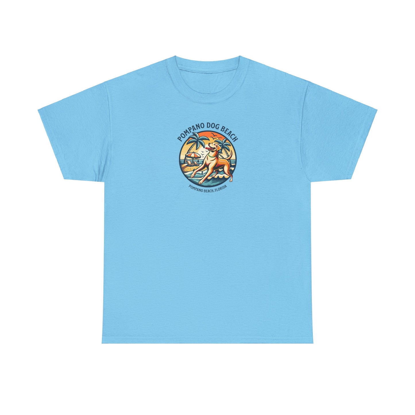 YELLOW LAB POMPANO DOG BEACH Unisex Heavy Cotton Tee