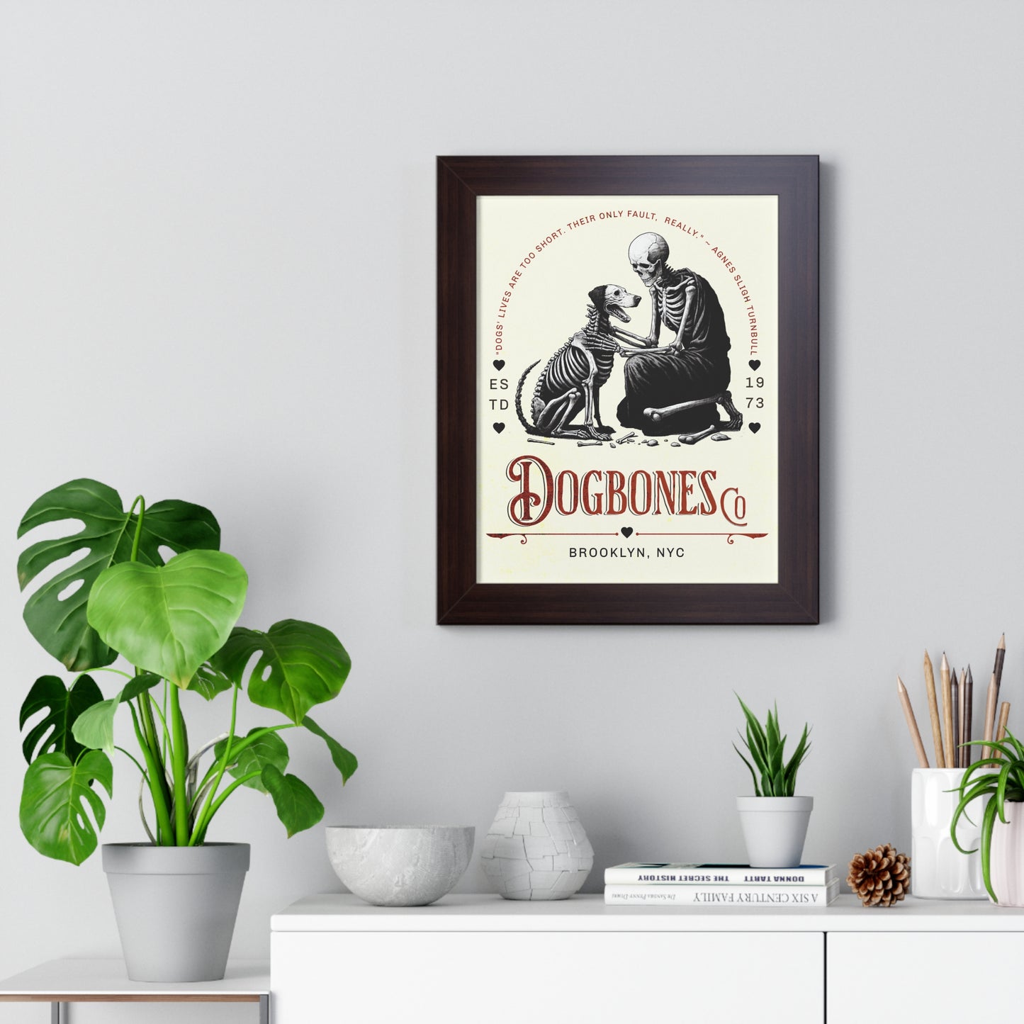 DOGBONES Logo with Turnbull Quote Framed Vertical Poster