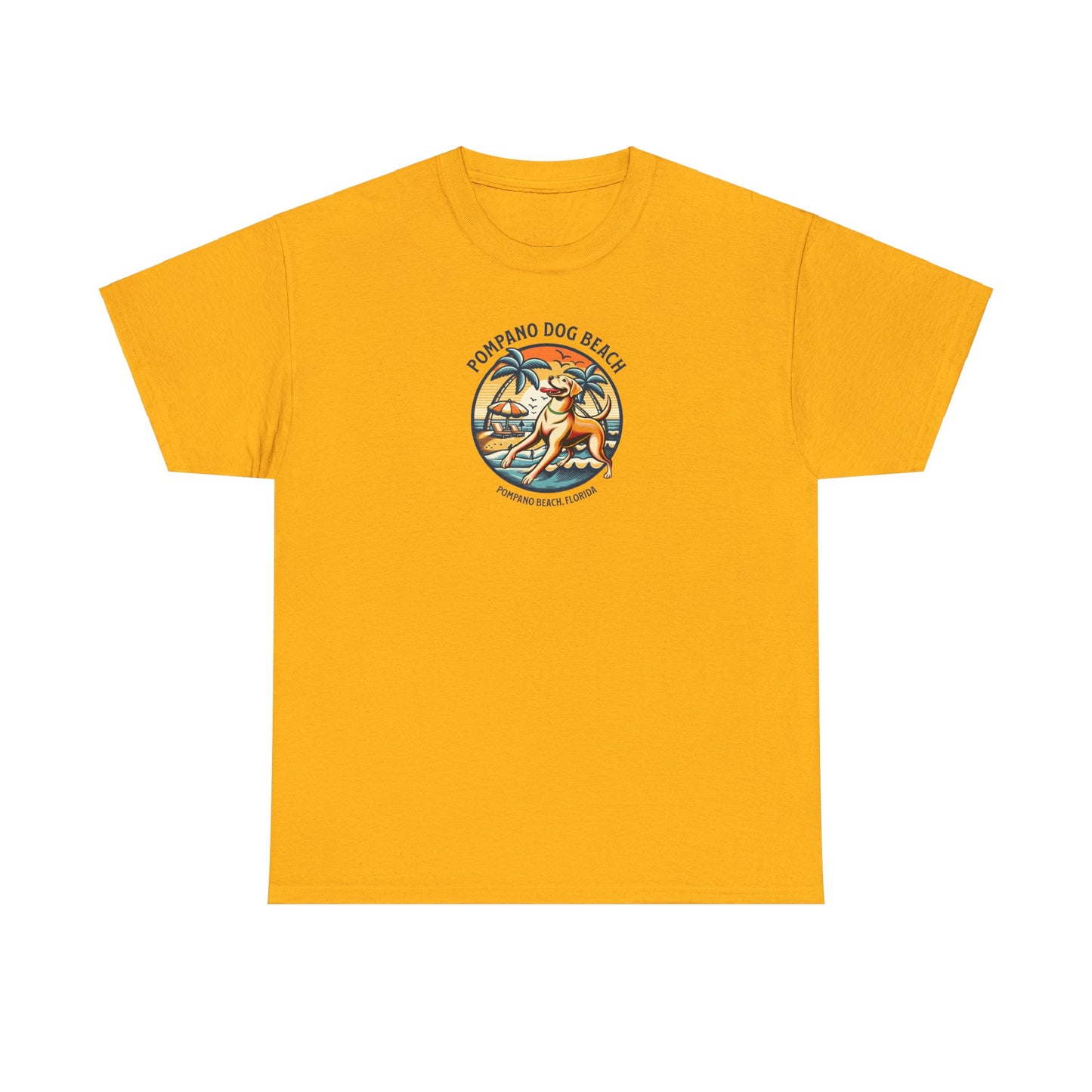 YELLOW LAB POMPANO DOG BEACH Unisex Heavy Cotton Tee