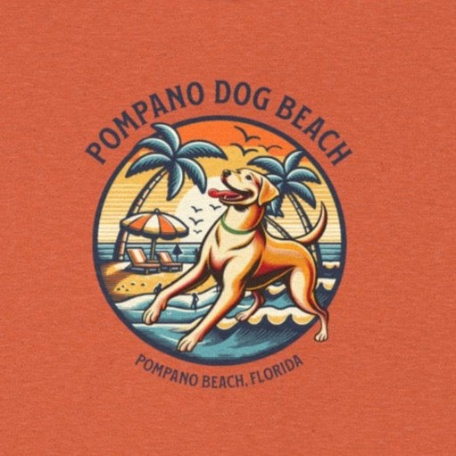 YELLOW LAB POMPANO DOG BEACH Unisex Heavy Cotton Tee