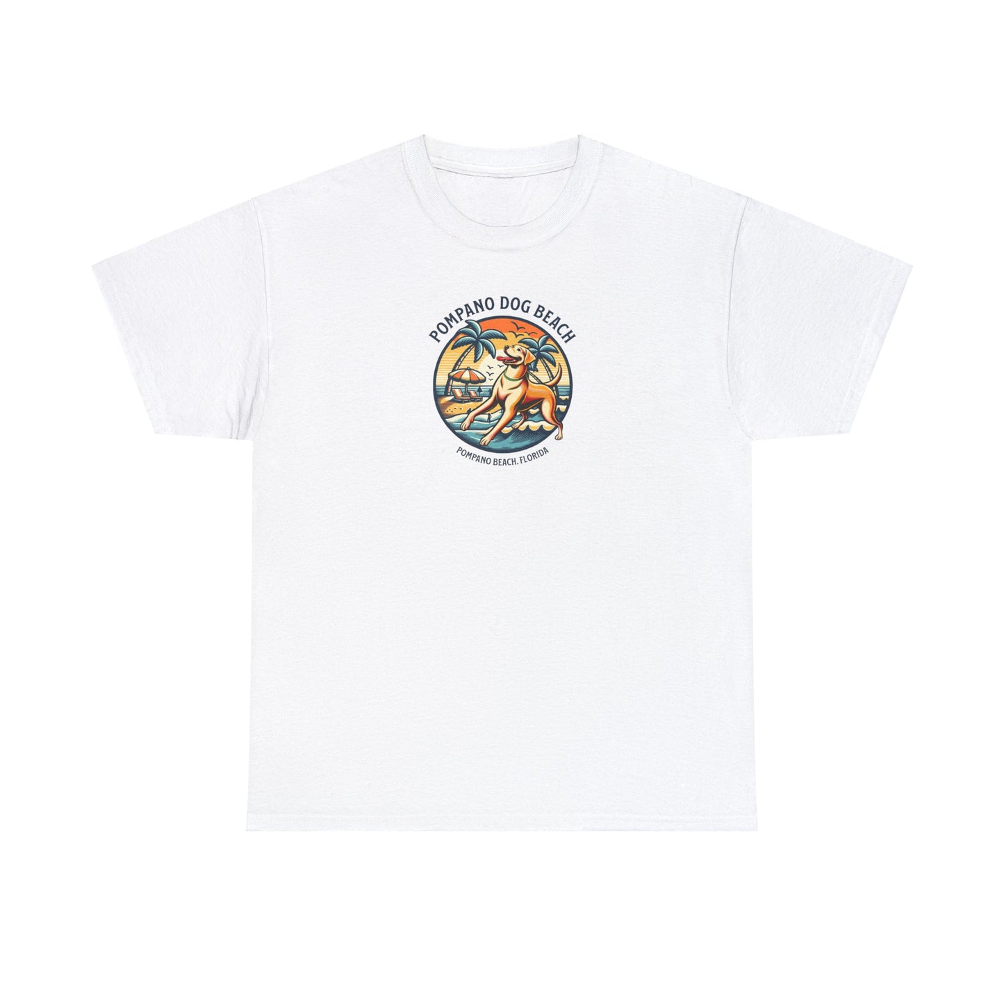 YELLOW LAB POMPANO DOG BEACH Unisex Heavy Cotton Tee
