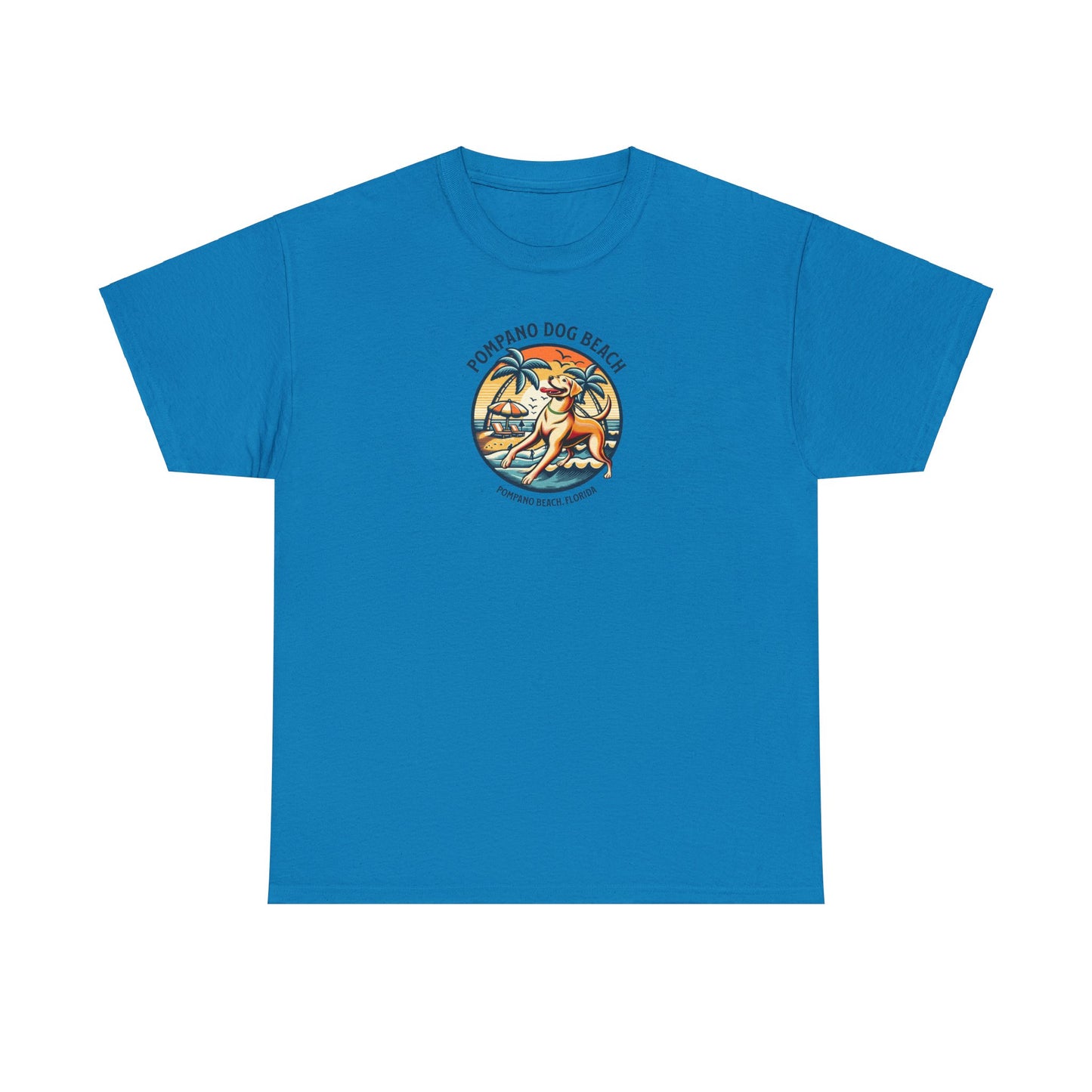 YELLOW LAB POMPANO DOG BEACH Unisex Heavy Cotton Tee