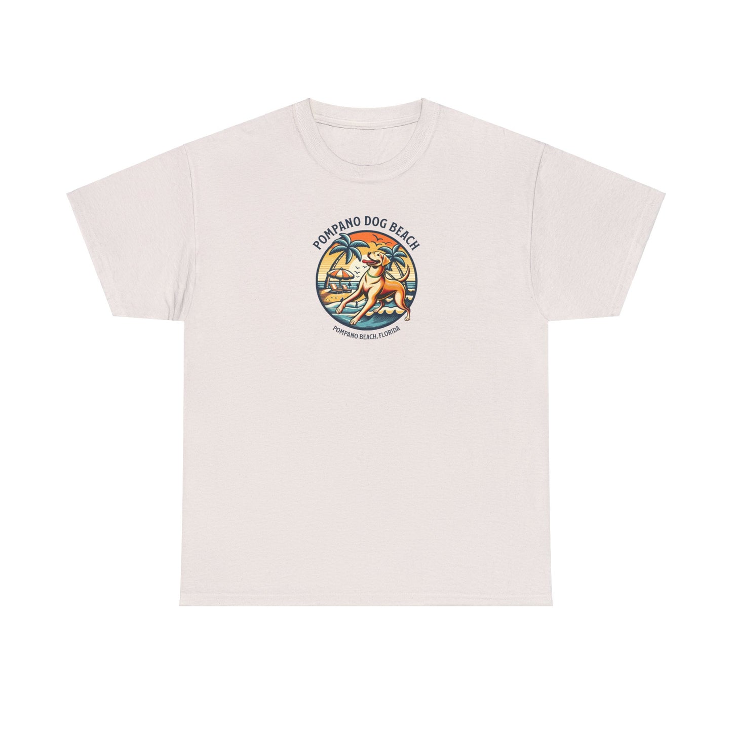 YELLOW LAB POMPANO DOG BEACH Unisex Heavy Cotton Tee