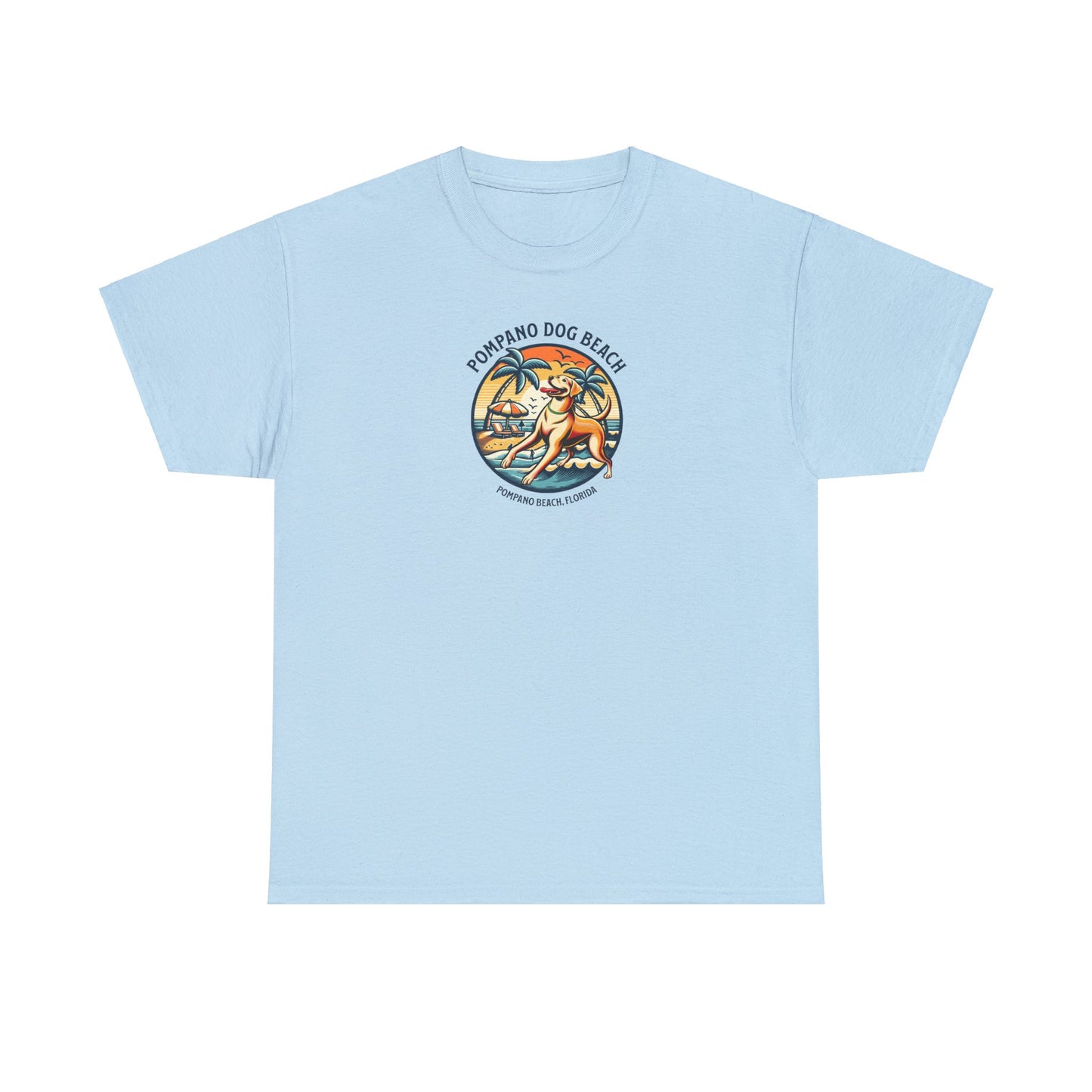 YELLOW LAB POMPANO DOG BEACH Unisex Heavy Cotton Tee