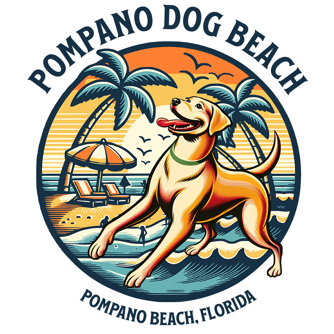 YELLOW LAB POMPANO DOG BEACH Unisex Heavy Cotton Tee
