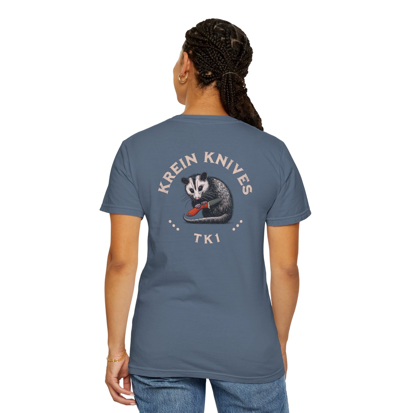 Krein Knives "TK-1" Opossum Tee - 100% Cotton, Comfort Colors Version.