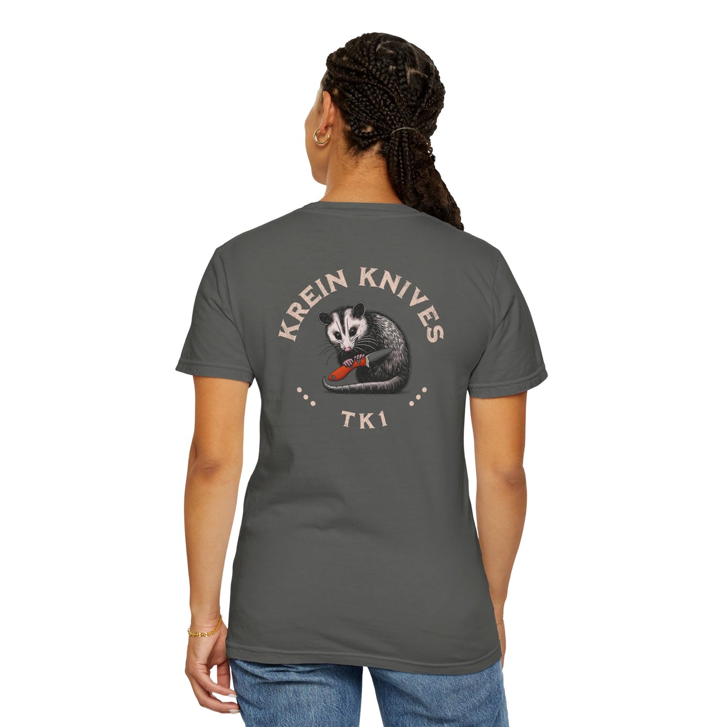 Krein Knives "TK-1" Opossum Tee - 100% Cotton, Comfort Colors Version.